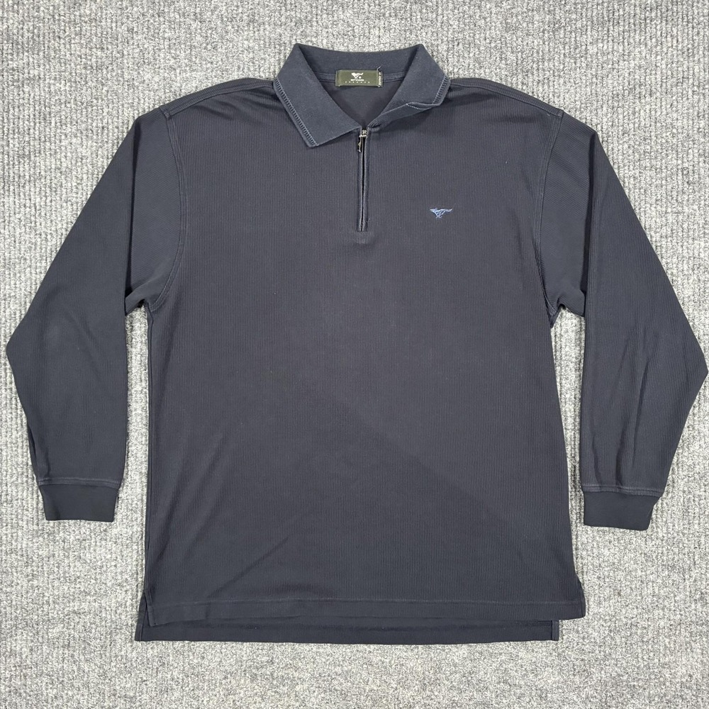 SEPTWOLVES Long Sleeve Polo Shirt Mens L Blue 1/4 Zip Knit Casual Collared